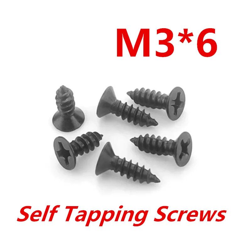 M3*6mm Phillips Cross countersunk Head Self Tapping Screws Black Oxide