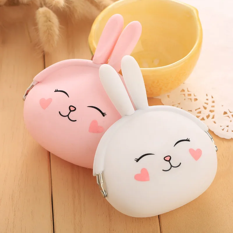 

New Fashion Coin Purse Lovely Kawaii Cartoon Rabbit Pouch Women Girls Small Wallet Soft Silicone Coin Bag Kid Gift