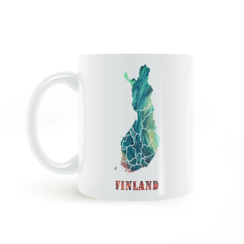 

Finland Map Mug Coffee Milk Ceramic Creative DIY Gifts Home Decor Mugs 11oz T117