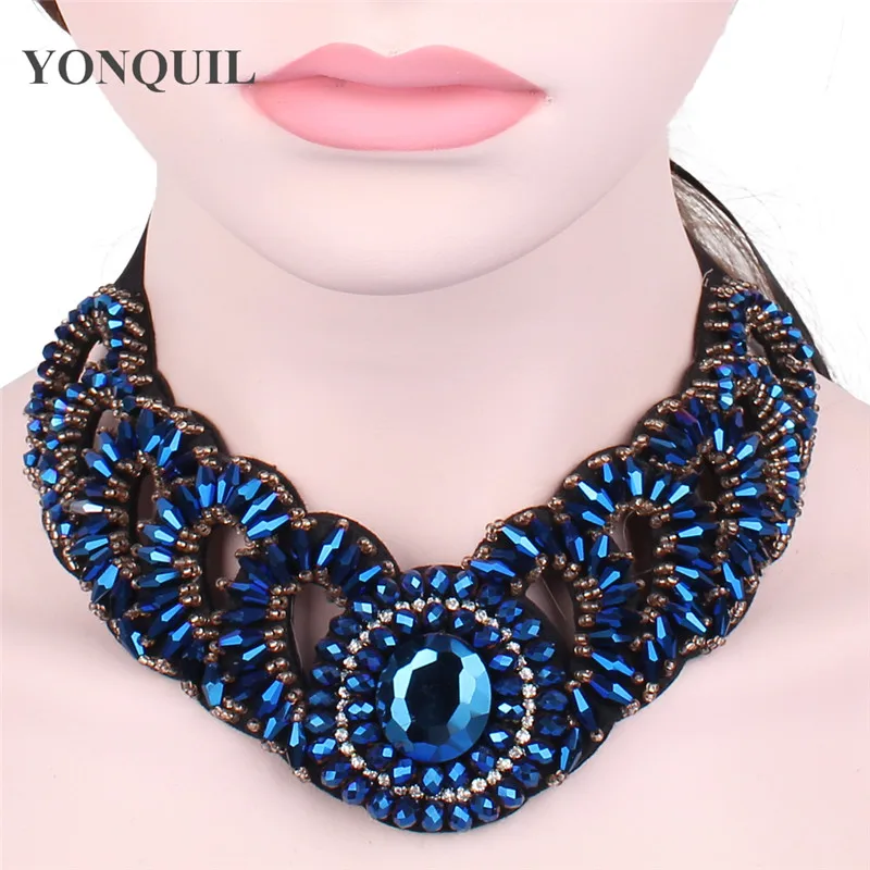 

Ladies Classic false Collar ribbon chocker Round Bohemian Long Necklace Women bead fine Jewelry charms collier femme SYBC45