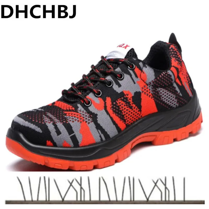 

2019 Construction Men's Outdoor Plus Size Steel Toe Cap Work Boots Shoes Men Camouflage Puncture Proof Safety Shoes Breathable