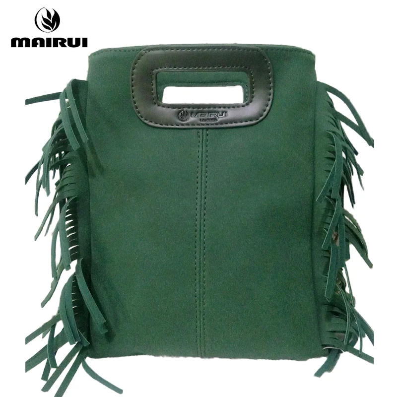 Fashion Tassel Bucket Bag Female Shoulder Crossbody Bags for Women Large Designer Vintage Nubuck PU Leather Handbags sac frange