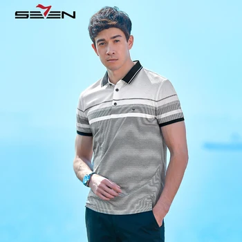 

Seven7 Brand New Men's Polo Shirts High Quality Short Sleeve Striped 100% Mercerized Cotton Polos For Men Plus Size 114T50281