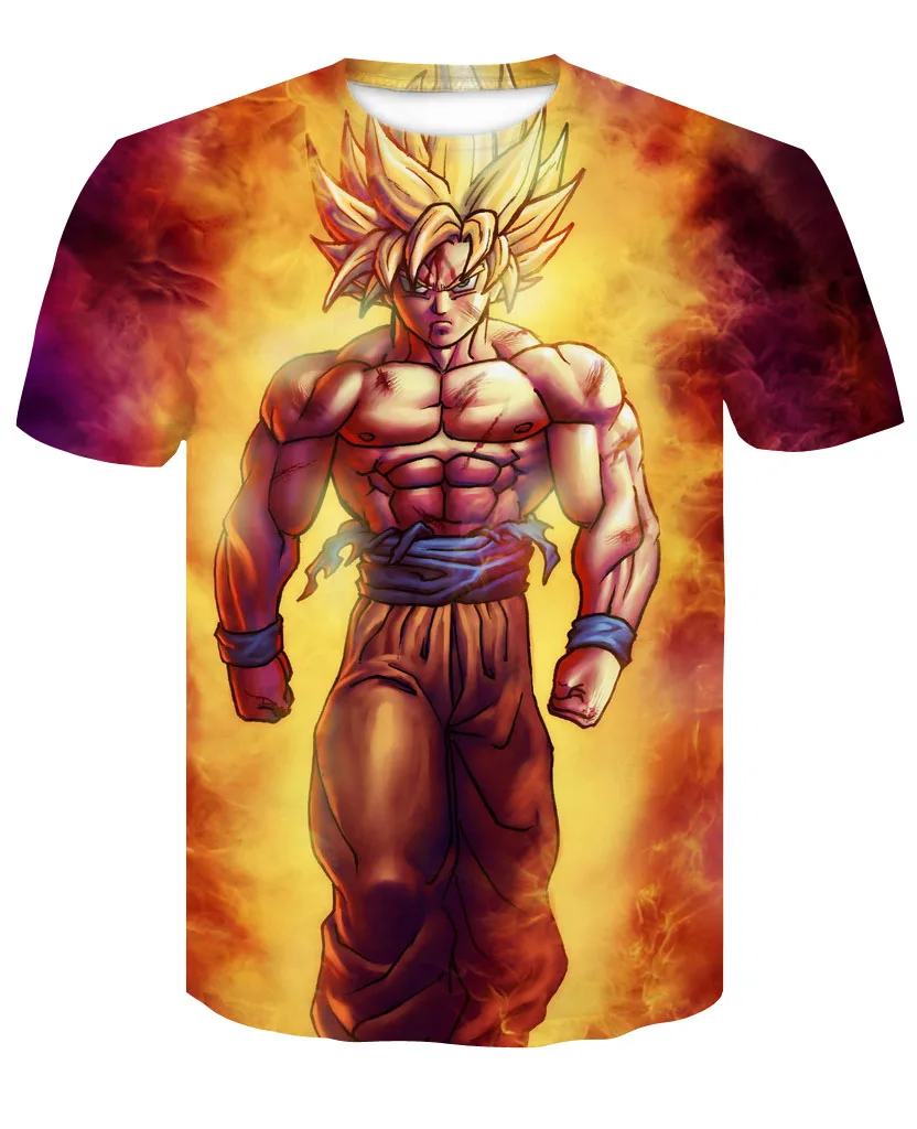 3D футболка с принтом Dragon Ball Z Goku Super Saiyan God, красная и синяя футболка с принтом Vegito футболка с рисунком летняя футболка, S-4XL - Цвет: AE099