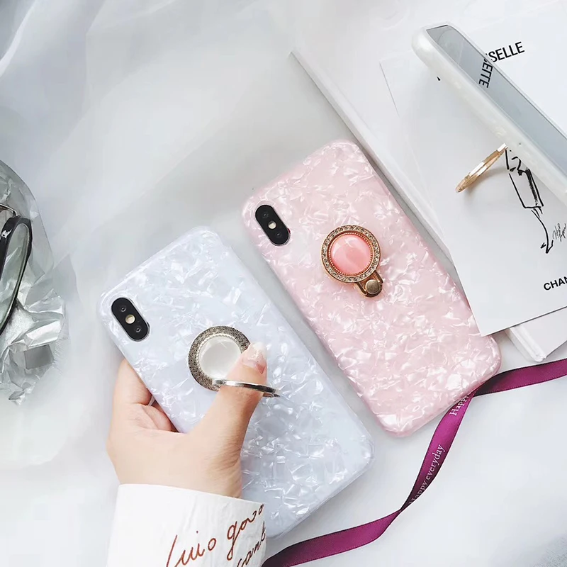 

Shell pattern cat eye bracket Phone Case For iPhone 7 Case X 6 6S 8 Plus XR XS Case Cover Silicone soft shell silicon phone case