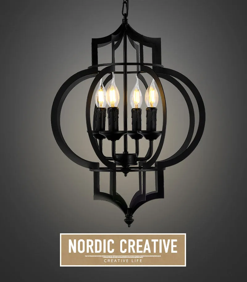 Ретро черная железная лампа, люстра для гостиной,, креативные персонализированные лампы в американском стиле, железные подвесные фонари, освещение