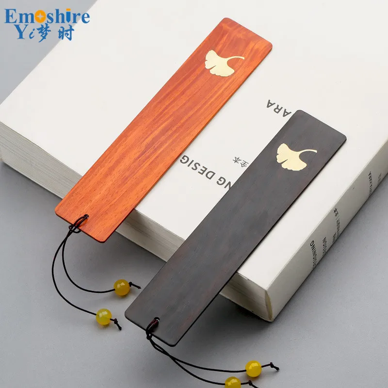 Emoshire Mahogany inlaid copper double bookmark Tan Violet Tan to bookmarks Classical Chinese gift creative custom lettering (6)