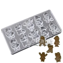 10 полостей 3D Санта Клаус в форме чулка PC поликарбонат пластиковая упаковка для печенья конфеты плесень для шоколада чип делая аксессуары