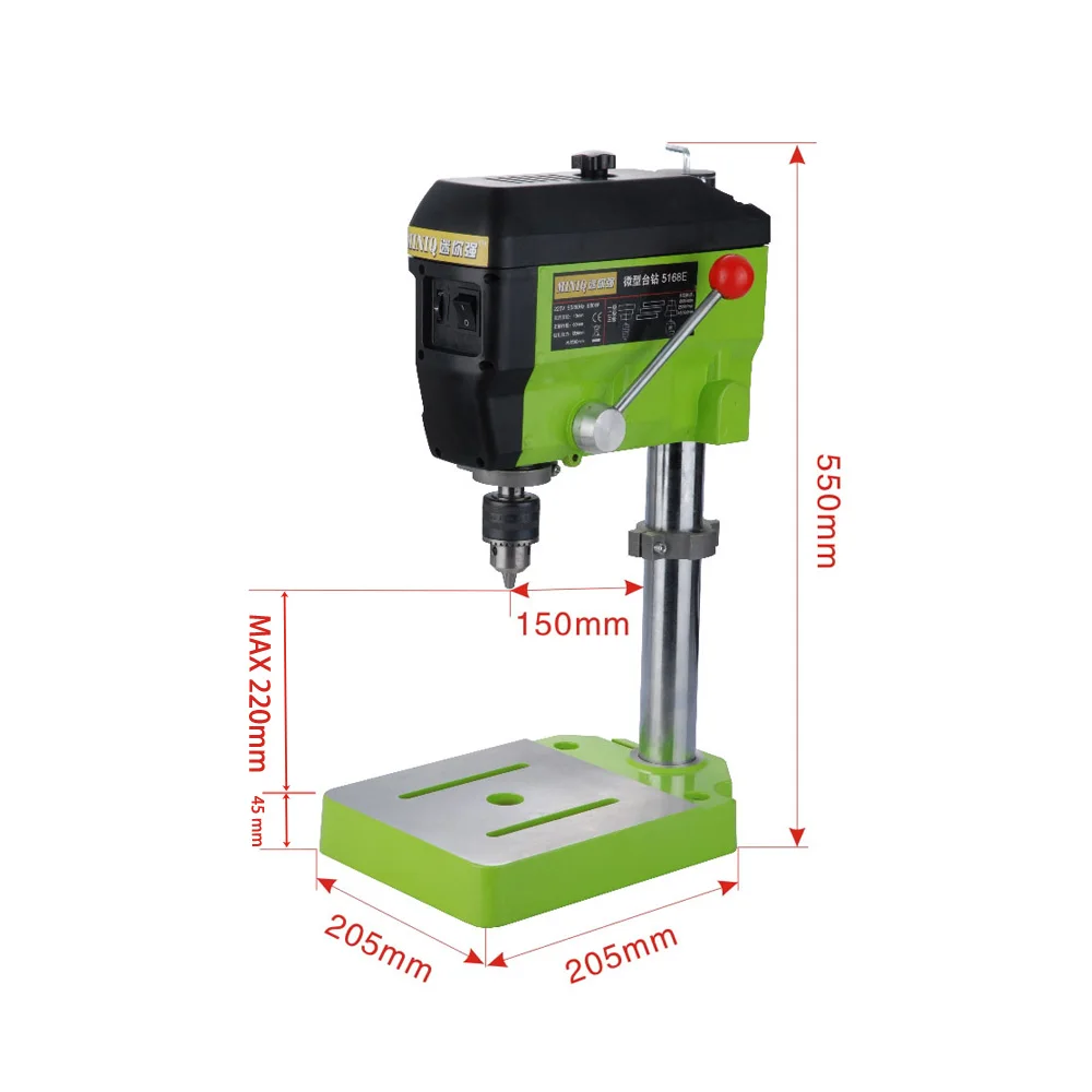 AMYAMY мини-сверлильный пресс скамейка маленькая сверлильная машина Рабочая скамейка с 5 регулируемыми скоростями 220 В штепсельная вилка европейского стандарта 5168E