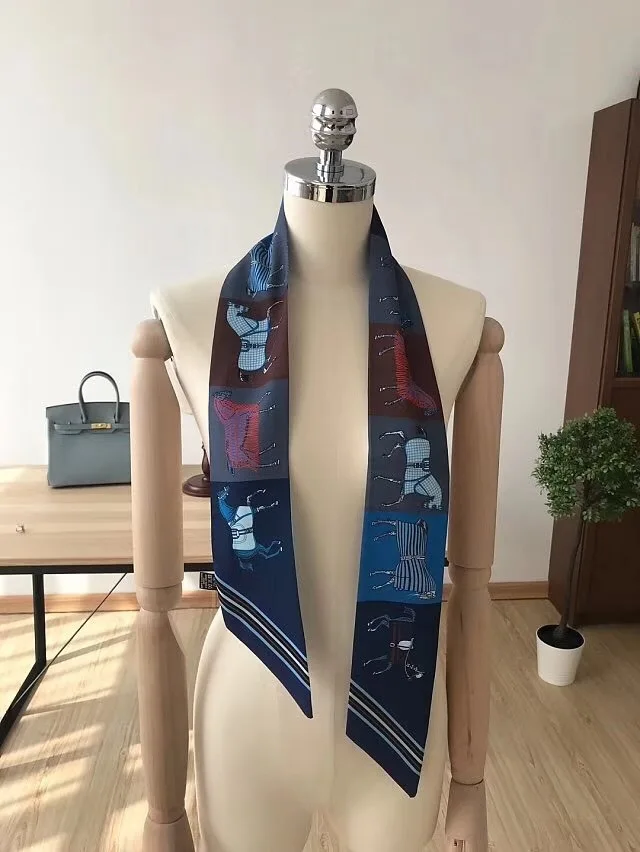 

Super Long 125*9cm Luxury Horse Battle Steed Print Riband Bag Scarf Small Ribbon Unique Hair Band Bandeau Multi Choker All Match