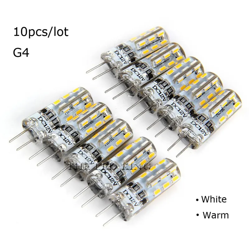 10 шт./лот 3W G4 Светодиодный светильник DC 12V SMD 3014 белый/теплый белый светильник угол 360 градусов