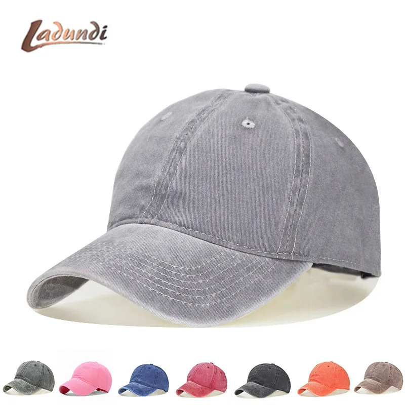 

High quality Washed Cotton Adjustable Solid 12 color Baseball Cap Unisex couple cap Fashion Leisure dad Hat Snapback cap