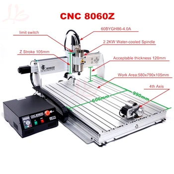 

2200W 4 axis mini cnc router 8060 PCB metal engraving machine wood cutter with limit switch For PVC ABS Wood Aluminum Work