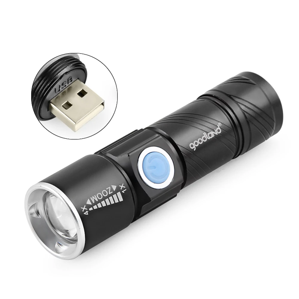 USB Portable LED Flashlight Rechargeable Mini LED Torch Light Q5 3-Modes Adjustable USB Flash Light Lanterna For Bike Outdoor