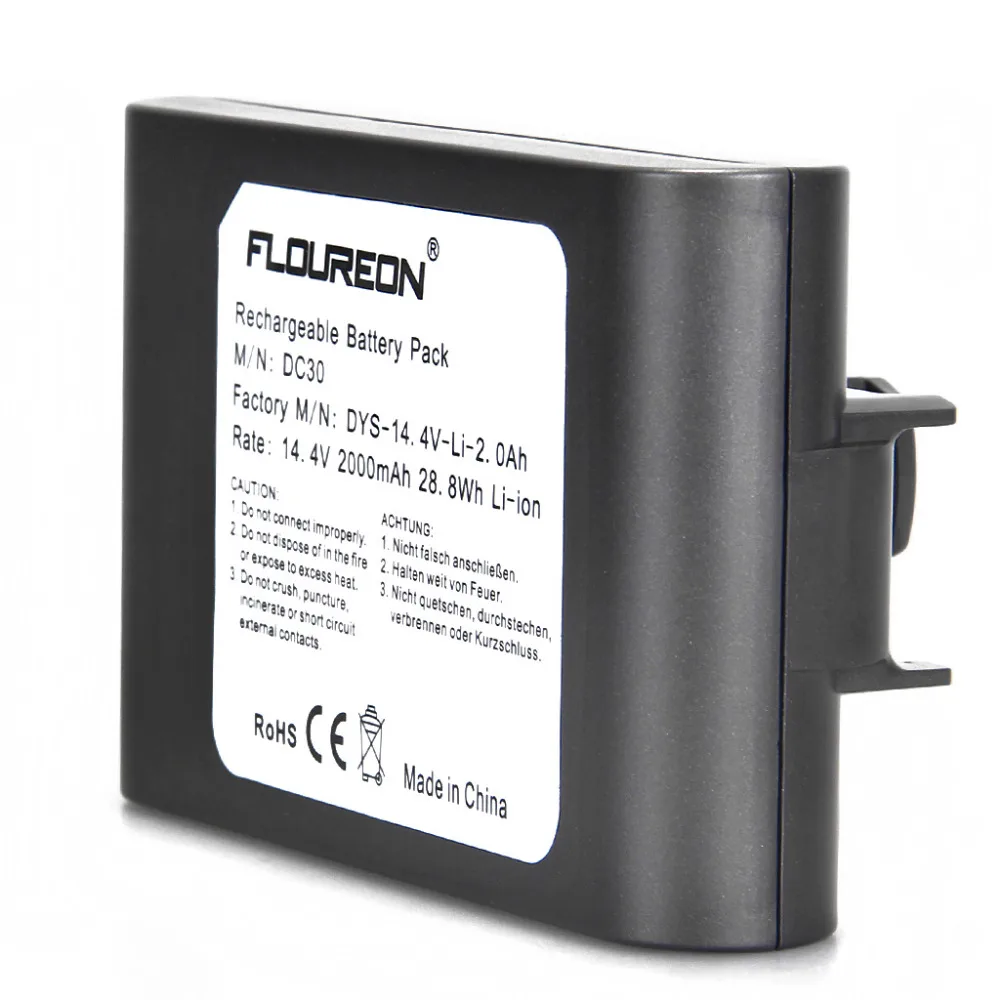 FLOUREON 14,4 V 2000mAh аккумулятор для пылесоса Dyson DC30 917083-02 17183-01-03 17083-4810 литий-ионная батарея, совместимая с 14,8 V