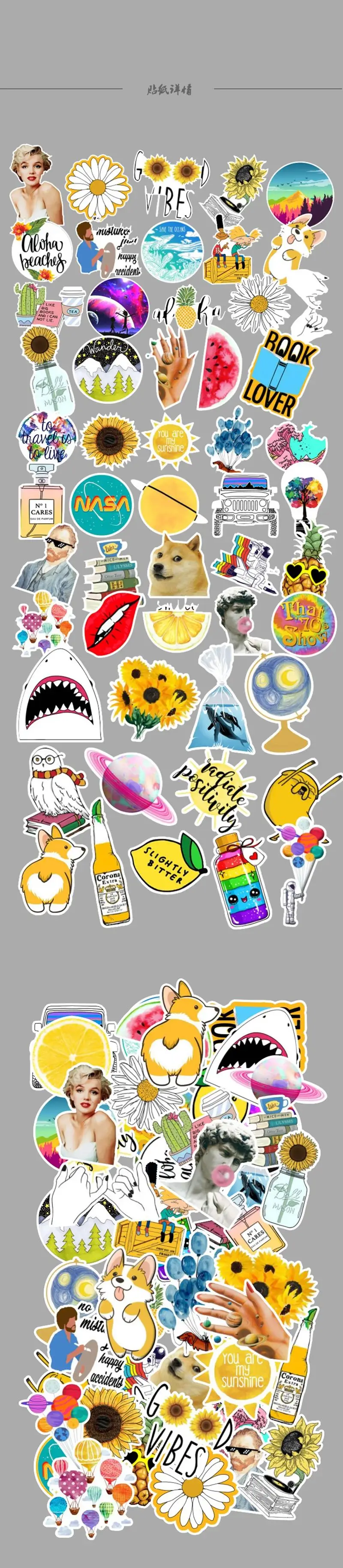 53pcs Animal Pets Stickers Pack Waterproof Laptop Skateboard Cartoon Stickers Luggage Graffiti Motorcycle Bike Toy Kids Stickers