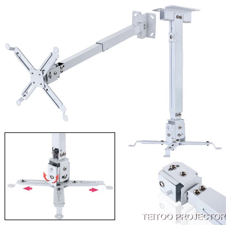 

Hot Sale Universal Extendable White LED Projector Ceiling Mount Wall Bracket Holder For DLP LED Video Projector