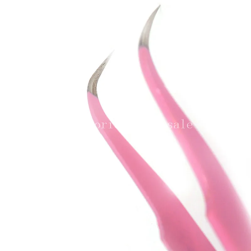 10 штук в упаковке профессиональная розовый нержавеющая сталь tweezers изогнутый прямой бровей щипцы для ресниц инструмент для нанесения макияжа оптом