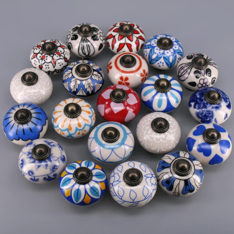 

1PC Hand painted Funiture Kitchen Decor Ceramic Drawer Cabinet Cupboard Wardrobe Door Handle Knobs