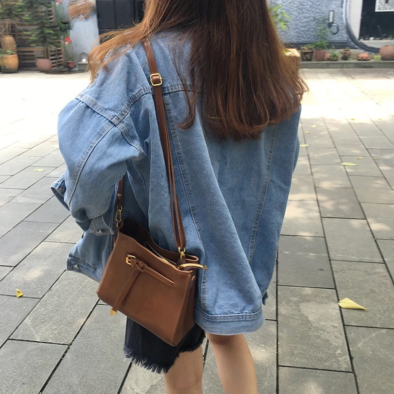 Best Jackets Women Denim Harajuku Retro Solid Loose Pockets Womens Jacket Simple Leisure All-match Trend