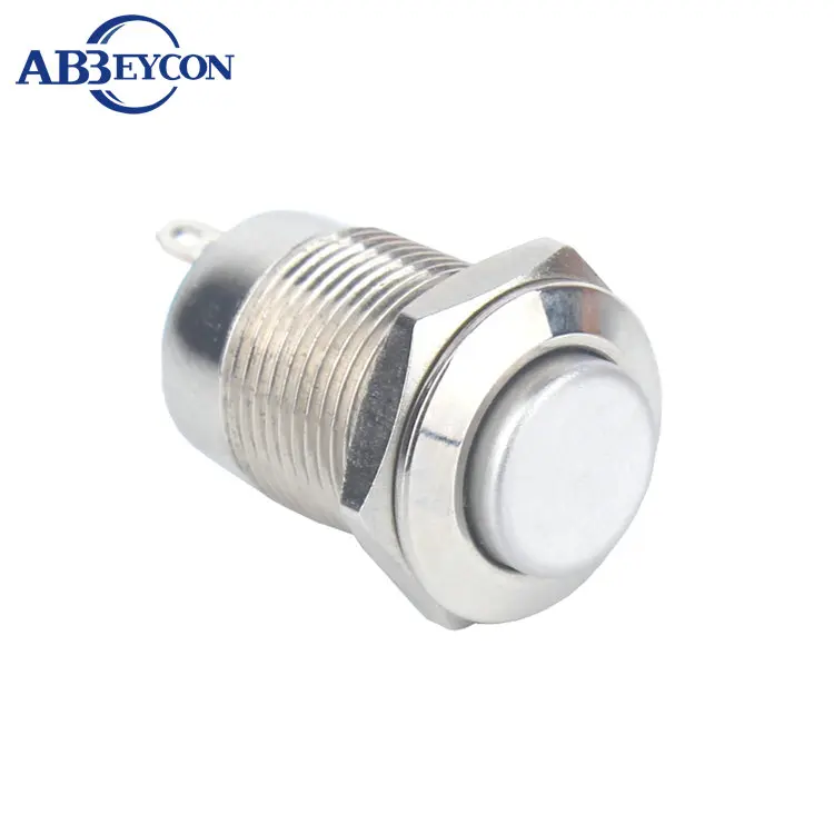 12MM Momentary high round metal shell button switch non illuminated