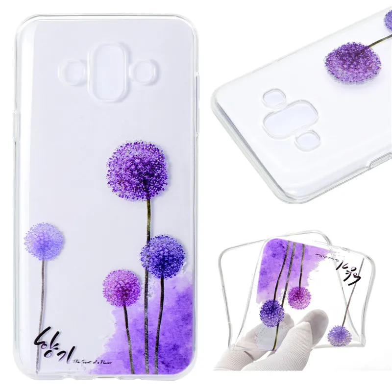 

Transparent Soft TPU For Samsung Galaxy J7 DUO Case Colour decoration Tower bike Butterfly Girl Design Mobile Phone Cases Cover