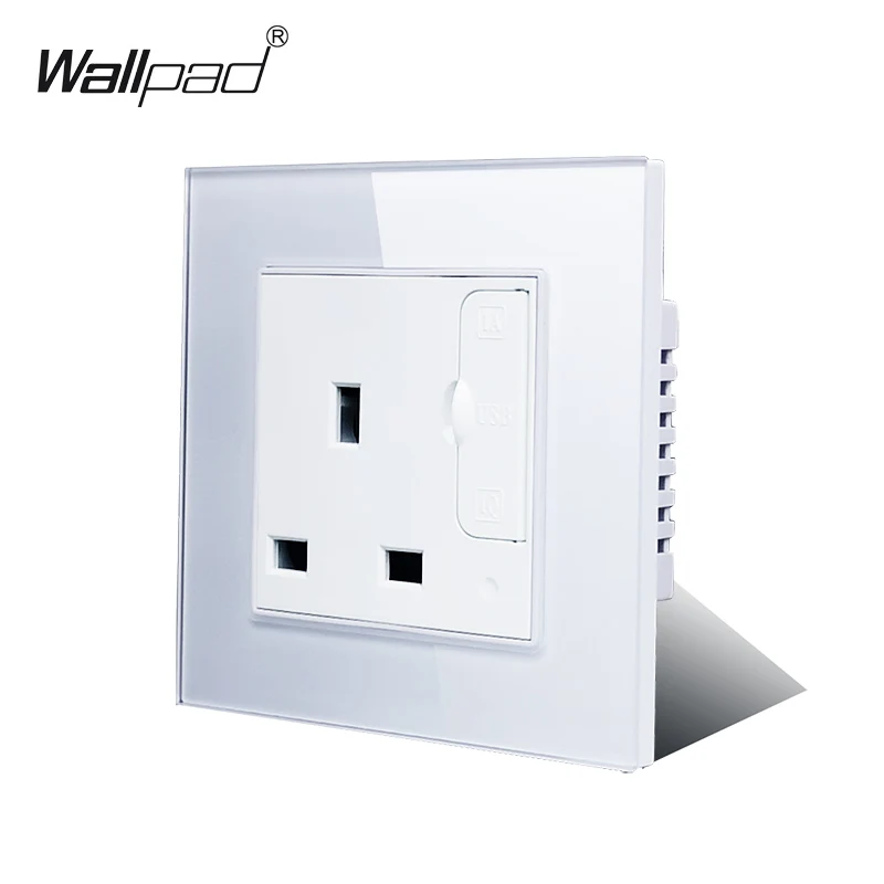 Wallpad S6 белая черная стеклянная панель одна 13A британская настенная розетка с 2 usb