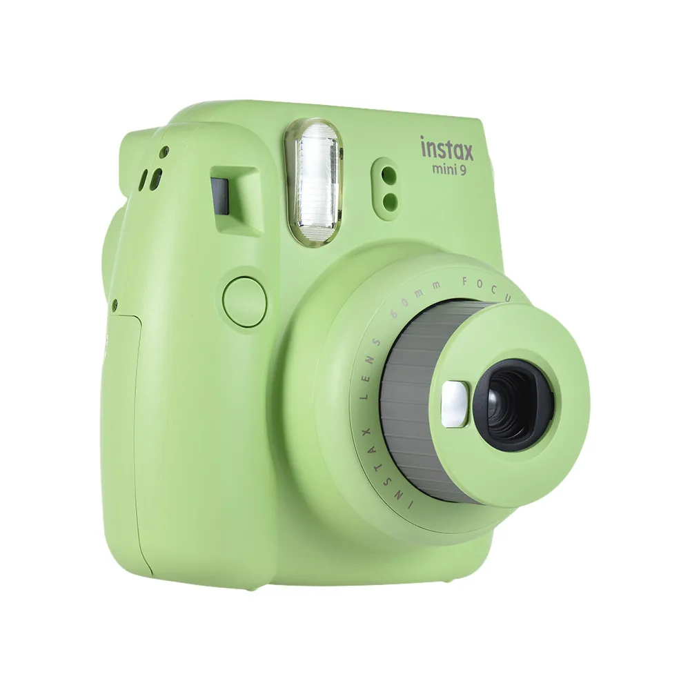 Новая Оригинальная 5 цветов Fujifilm Instax Mini 9 камера моментальной печати+ 40 листов Fuji Instax Mini 8 9 белая пленка+ объектив крупным планом - Цвет: green