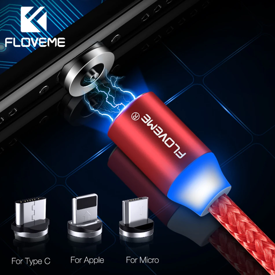 Магнитный зарядный кабель FLOVEME Micro usb type C Lighting Cable 2A быстрая зарядная зарядка