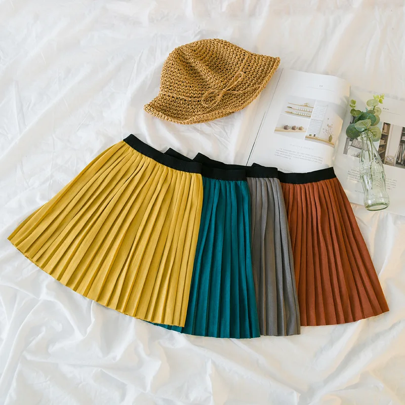 Hot sale New Fashion 2018 autumnCute Velvet Child Skirt Kids Pleated Skirt Smooth Skirt Toddlers Children Baby Girls Skirts (9)