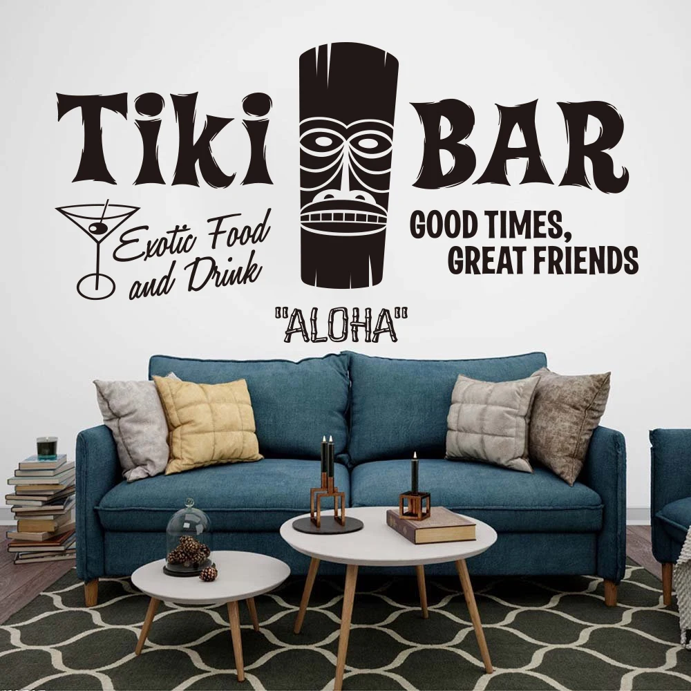  Tiki Bar Hawaiian Window Wall Sticker Hawaii Aloha Tiki Bar Totem Summer Beach Inspirational Quote  Wall Decal Vinyl Home Decor (3)