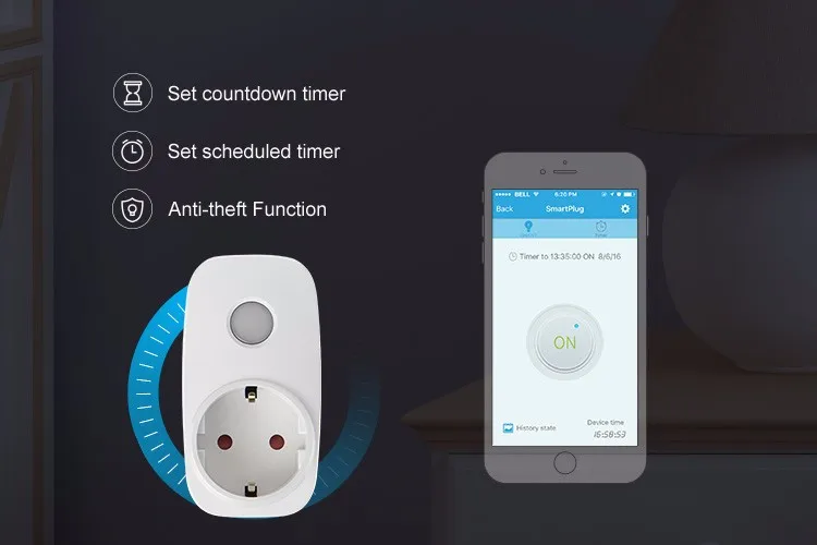 Broadlink SP3 Sp cc, розетка европейского стандарта, умная розетка Wi-Fi, 16А+ таймер, беспроводное управление, Домашняя автоматизация, разъем питания