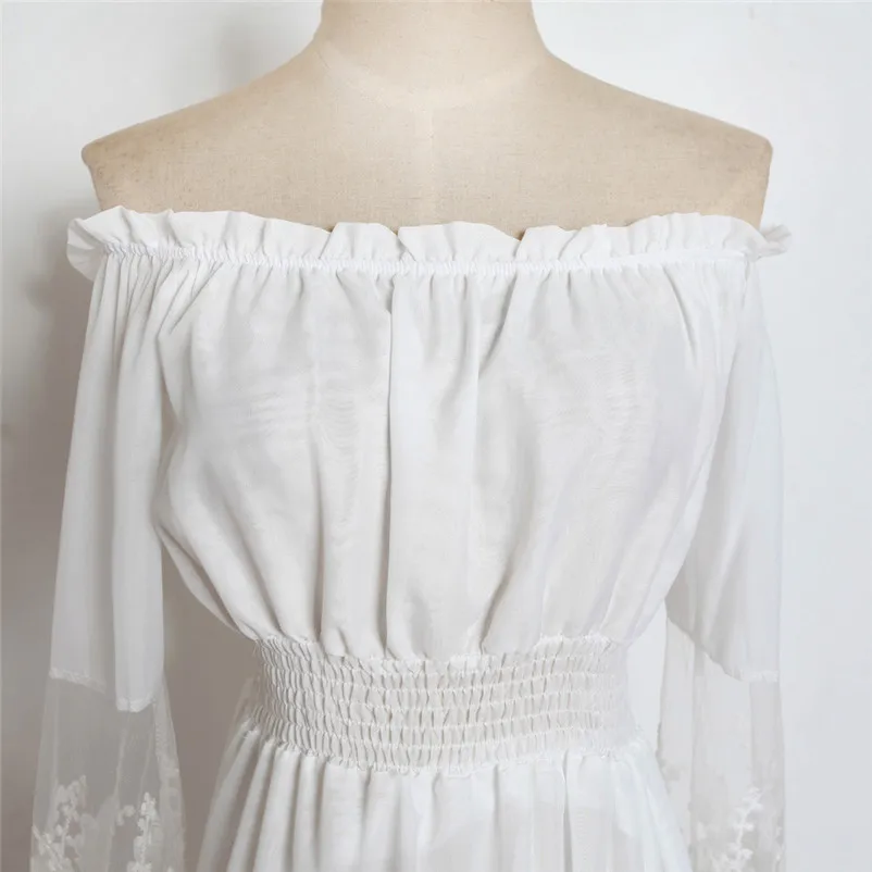 Fashion summer dress 2018 beach dress Women Sexy Strapless casual Long White Dress party Dresses robe femme Y09#N (8)