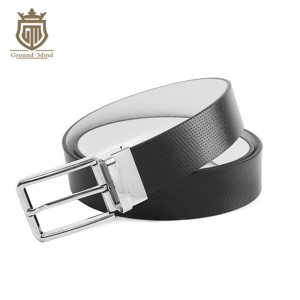 Black&White Cowhide Genuine Leather Reversible Belts for Men with High