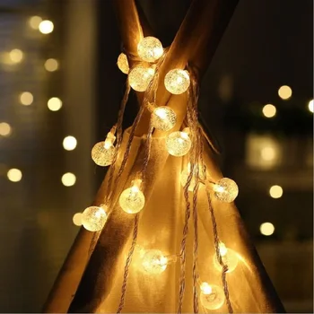 

Battery Operated LED Crystal Bubble Ball Light String 10M 80LED Warm White Holiday Garland Party Xmas Decoration String Light