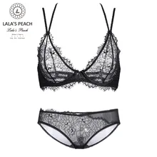 Lala’s peach wireless bra sexy lace bra thin transparent underwear the temptation of gauze young girl bra set intimate underwear