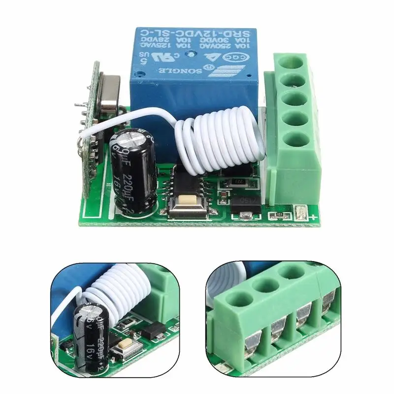 

1 Ch Wireless Relay RF Remote Control Switch DC 12V Heterodyne Receiver 433MHz