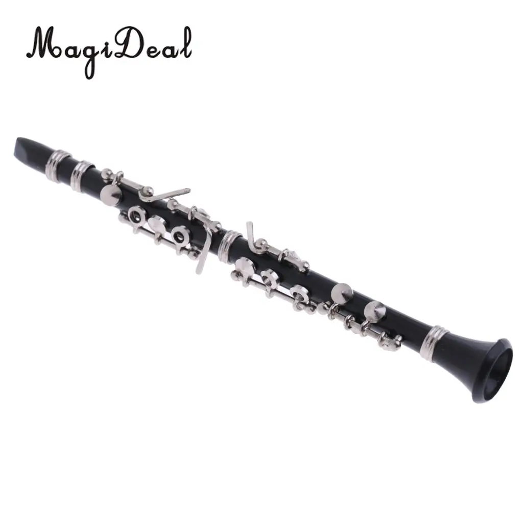 Miniature ABS Plastic Black Clarinet Musical Instrument with Box for 1/12 Dollhouse Music Room Table Decor Children Toy Gift