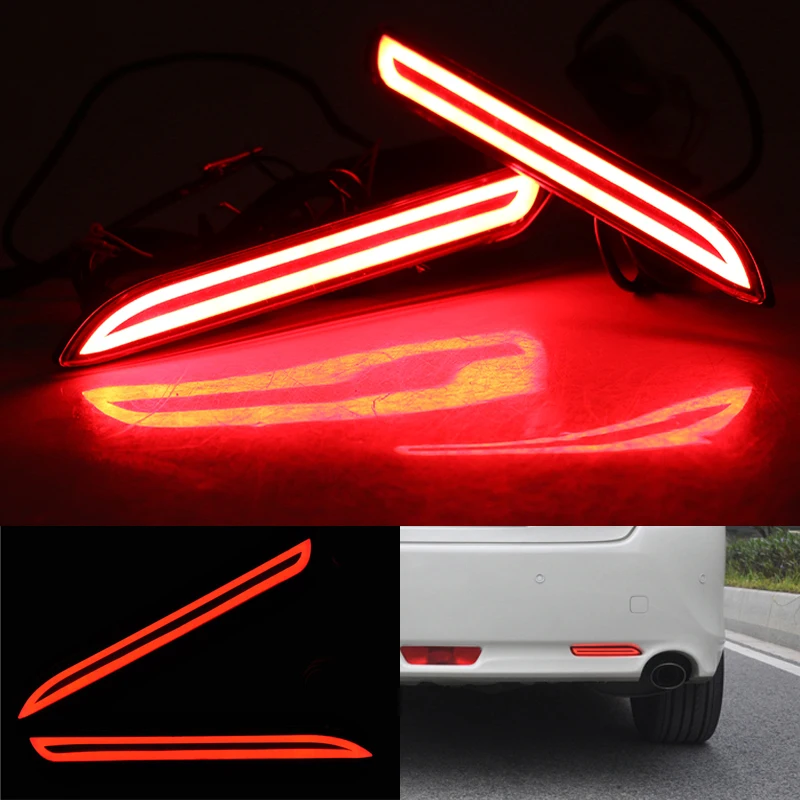 PairLEDRearBumperReflectorLightRedCarDrivingBrakeFogTail