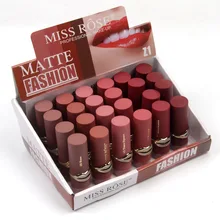 24 pçs/lote Batom Matte Maquiagem À Prova D’ Água Lábio Fosco Batom Cosméticos Sexy Red Lip Tint Batom Matte Batom Nu
