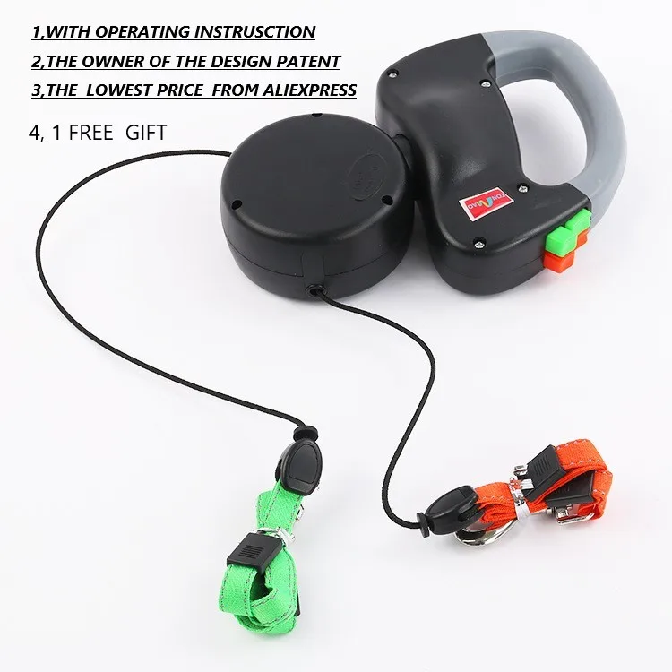 Goede Huisdier Producten Hond Levert 3 m Lengte Bouble Handsfree Retractable Leash 3 Kleur Voor Puppy Dual Hond Puppy lopen Riemen