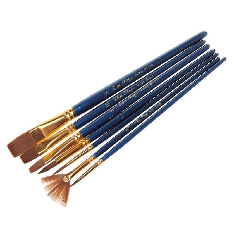 7Pcs/set Hair Nylon Oil Painting Brush Artist Watercolor Brush Pro Art SuppliesPaint Brushes
