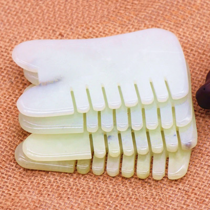 Натуральная Нефритовая расческа из камня Guasha Gua Sha доска в форме расчески массажный ручной массажер расческа для релакса забота о здоровье