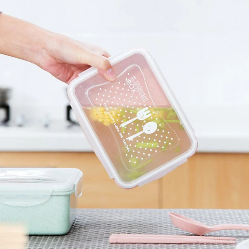 Пшеничная солома Bento коробка портативный герметичный BPA Бесплатный Ланч-бокс с