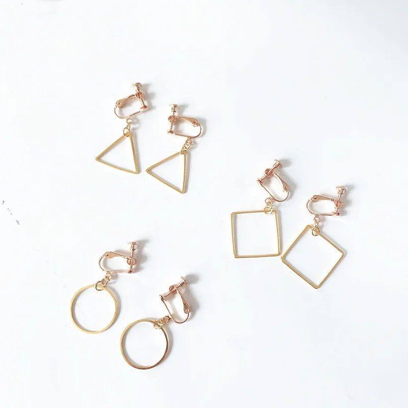 

Free Shipping Simple Cute Geometric Triangle Circle Star Clip Earring