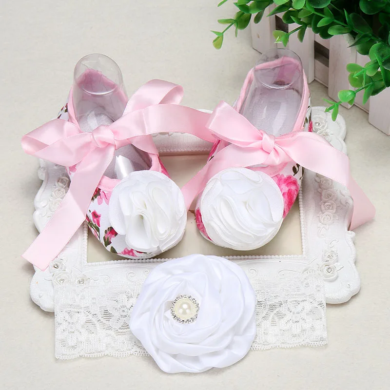 baby Christening baptism girl shoes headband set,de bebe,kids