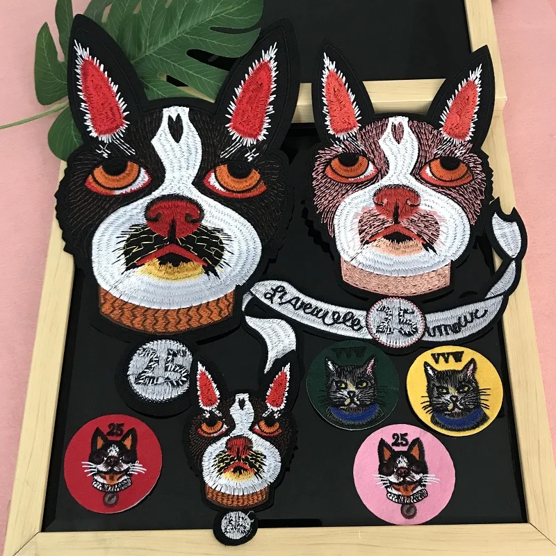 

Cute Animal Cat and Dog Kids Clothes Patches Stickers Household Sew on Transfers DIY Decoration Appliqued for Dress RP136