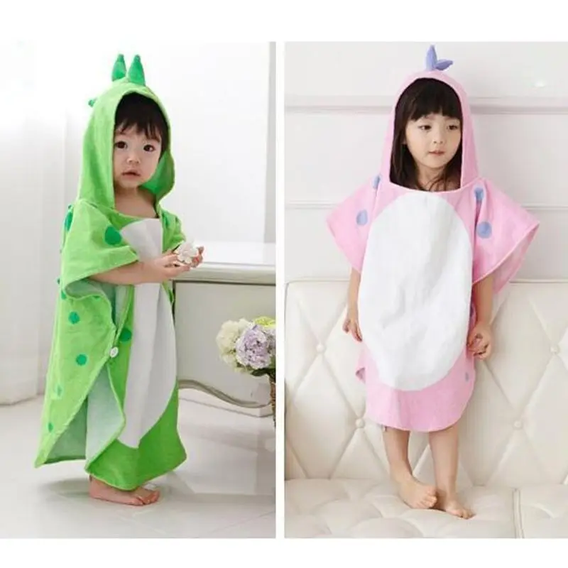 

Children's Bath Towel Hooded With Paw Dinosaur Beach Kids Towel Bathrobe
