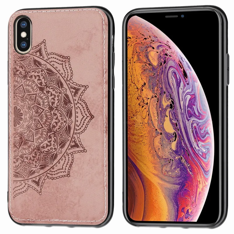 3D мандала, тканевый Жесткий Чехол для iPhone XS Max XR X 10, тонкий встроенный металлический лист, автомобильный держатель, чехол для iPhone 7 8 6 6s Plus