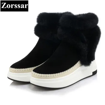 

{Zorssar} 2017 NEW arrival Classic flat Women Boots Suede Ankle Snow Boots Female Warm Fur Plush women shoes winter short boots